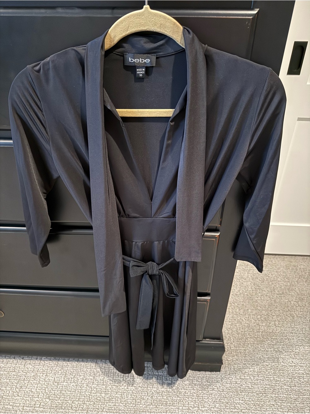 bebe Black Wrap Dress with Tie Detail